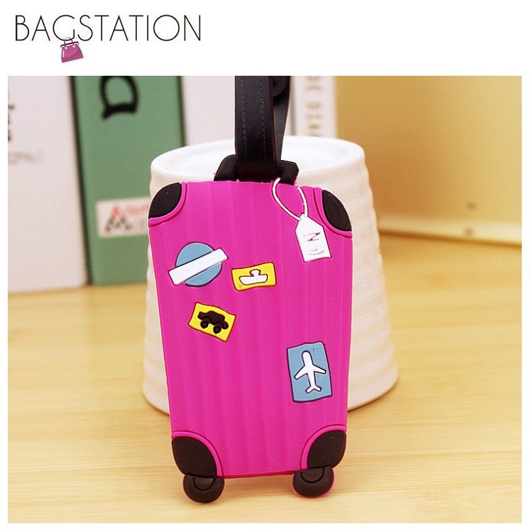 BAGSTATIONZ Assorted designs Soft PVC Luggage Tag (Rose Pink)
